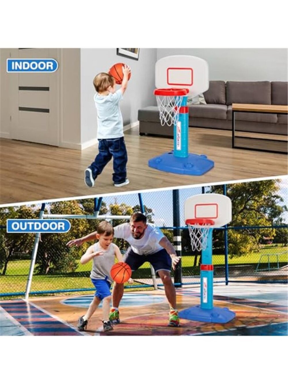 Basketball Hoop Indoor Outdoor Toys for Toddlers 1-3, Kids Basketball Hoop - Picture 3 of 6